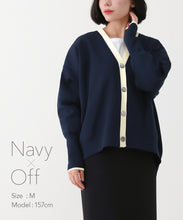 画像をギャラリービューアに読み込む, (sample) バイカラーVネックカーディガン/ Navy×Off