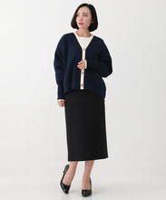 画像をギャラリービューアに読み込む, (sample) バイカラーVネックカーディガン/ Navy×Off