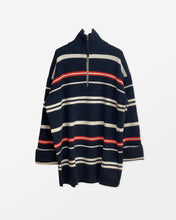 画像をギャラリービューアに読み込む, (sample) ハーフジップロングプルオーバー / Navy×red border