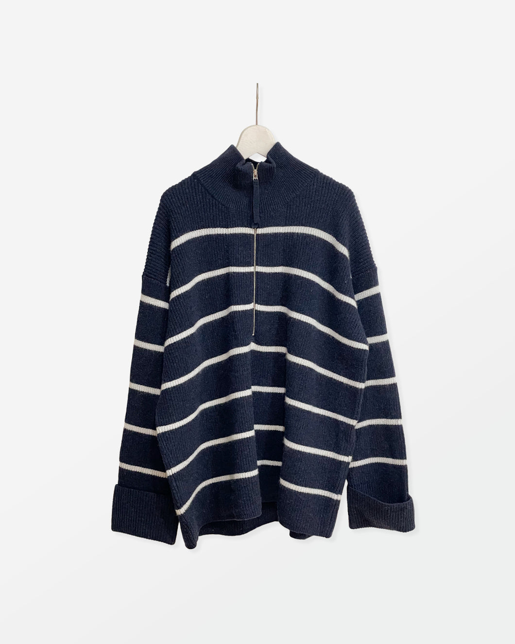 (sample) ハーフジッププルオーバー / Navy Border
