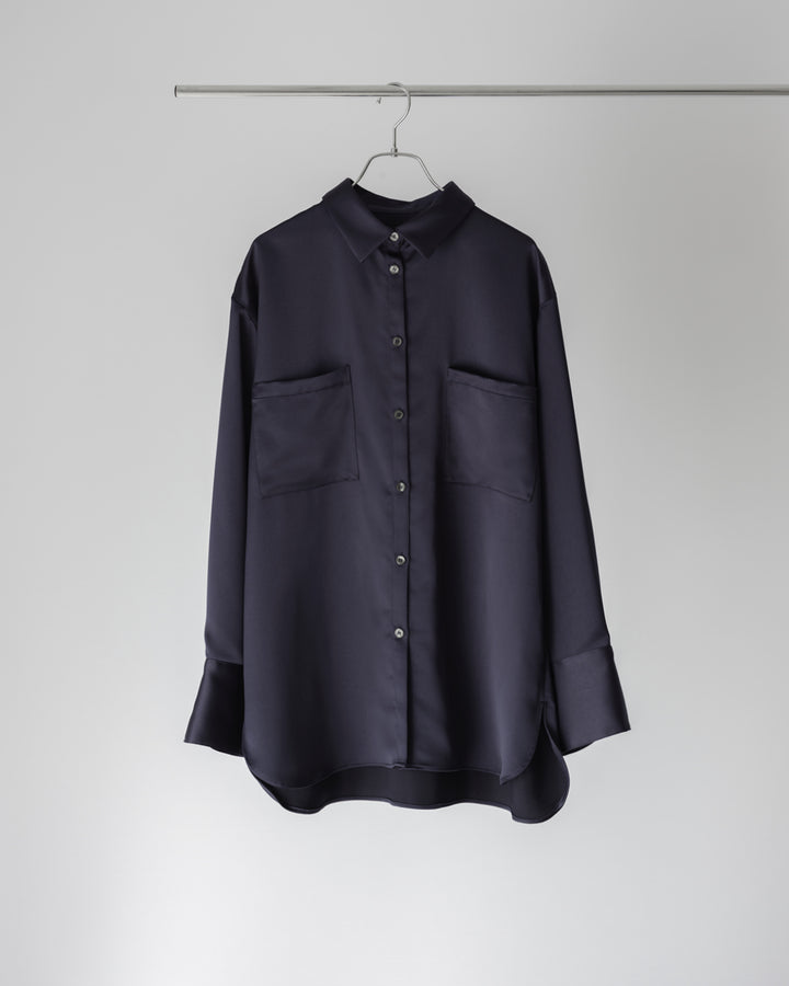 サテンビッグシャツNAVY