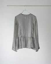 Load image into Gallery viewer, Platinum satin peplum blouse
